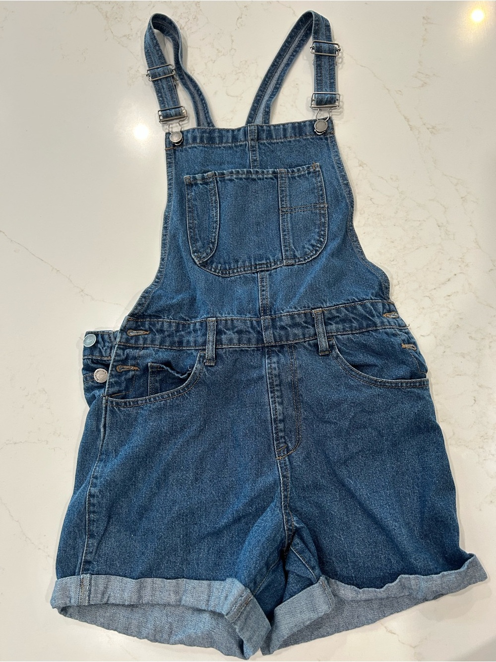 C’est toi Denim Short Overalls - Blue